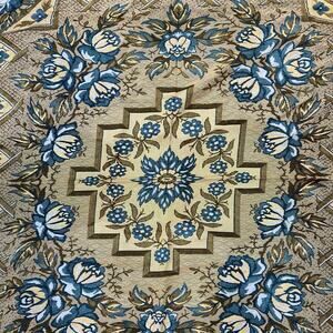 VTG Polish Tapestry Bedspread Large Woven Rayon Linen Blend MCM Throw WPL 14777